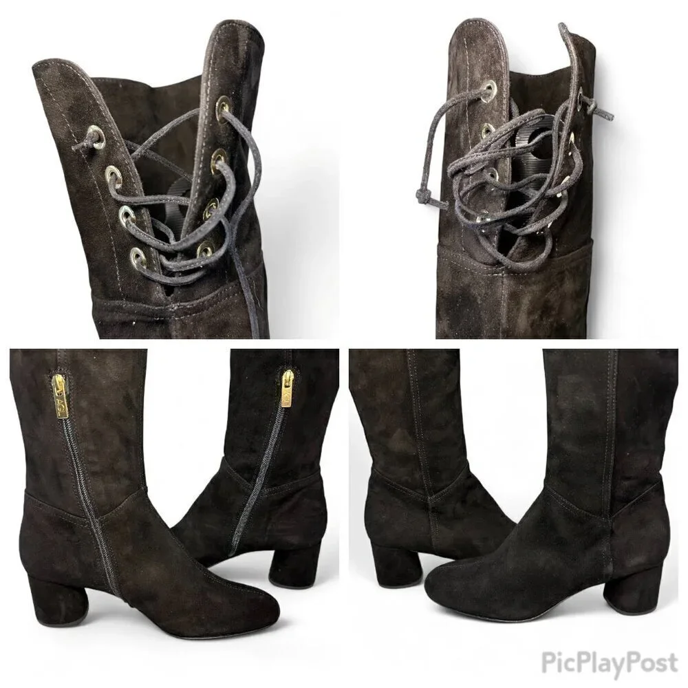 AGL Scarlet Over-The-Knee Suede Leather Boot, EU 38, Black NEW IN BOX
